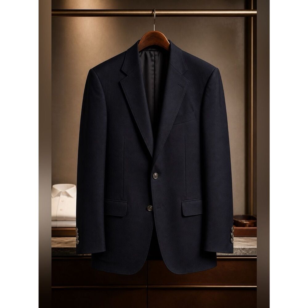 VINTAGE BARRINGTON BLACK WORSTED WOOL BLAZER 46L